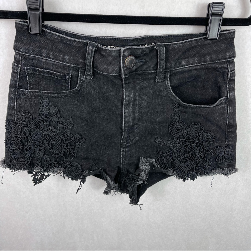 American Eagle Black Hi-Rise Shortie Shorts 4